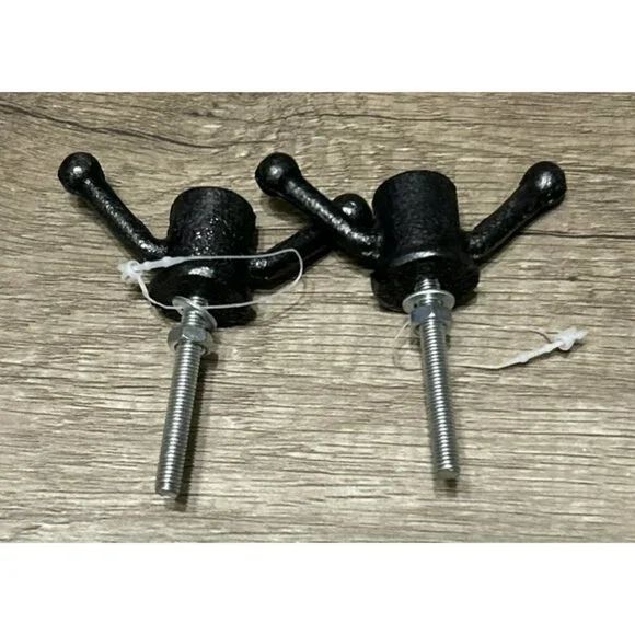 Set of 2 Wingnut Shaped Black Metal Drawer Pulls Plus Free One - Picture 1 of 2